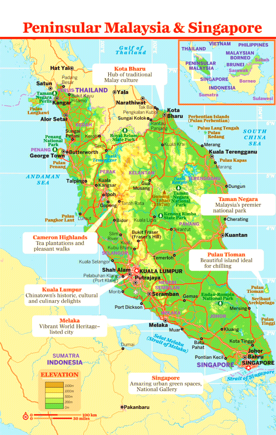 马来西亚旅游地图-马来西亚有什么好玩的地方