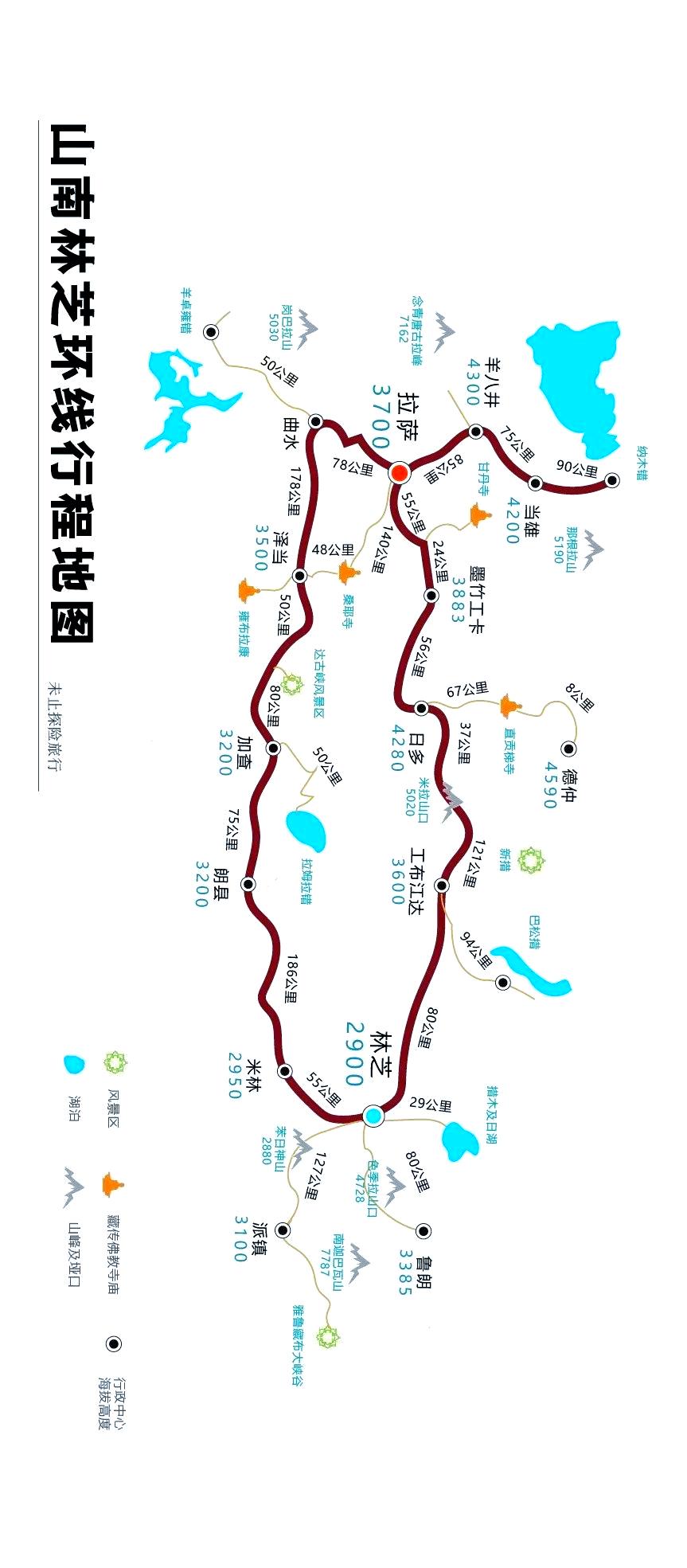 西藏旅游线路-西藏旅游线路图简图
